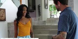 Hot black teen Lacey London enjoys dick deep inside her pussy