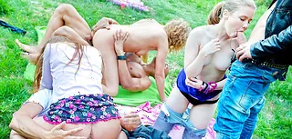 Naughty student sex friends fuck in the park