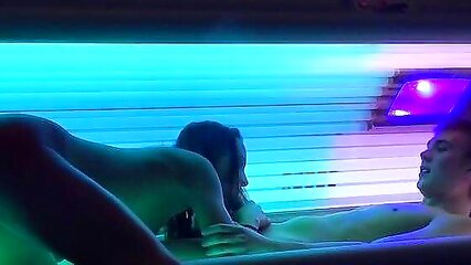 Sex couple enjoying solarium