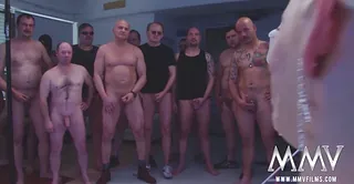 Surprise bukkake gang bang for Eva!