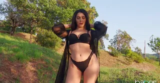 Valentina Nappi is alone and horny outdoor